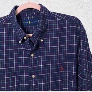 Ralph Lauren Oxford Shirt XL Multicolor Button Down Preppy‎ Office Plaid Cotton
